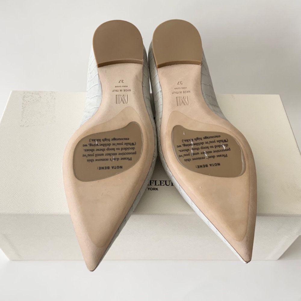 MM LaFleur The Rowan Gray Embossed Croc Leather Pointed Toe Ballet Flat Shoes 37 - Picture 12 of 14